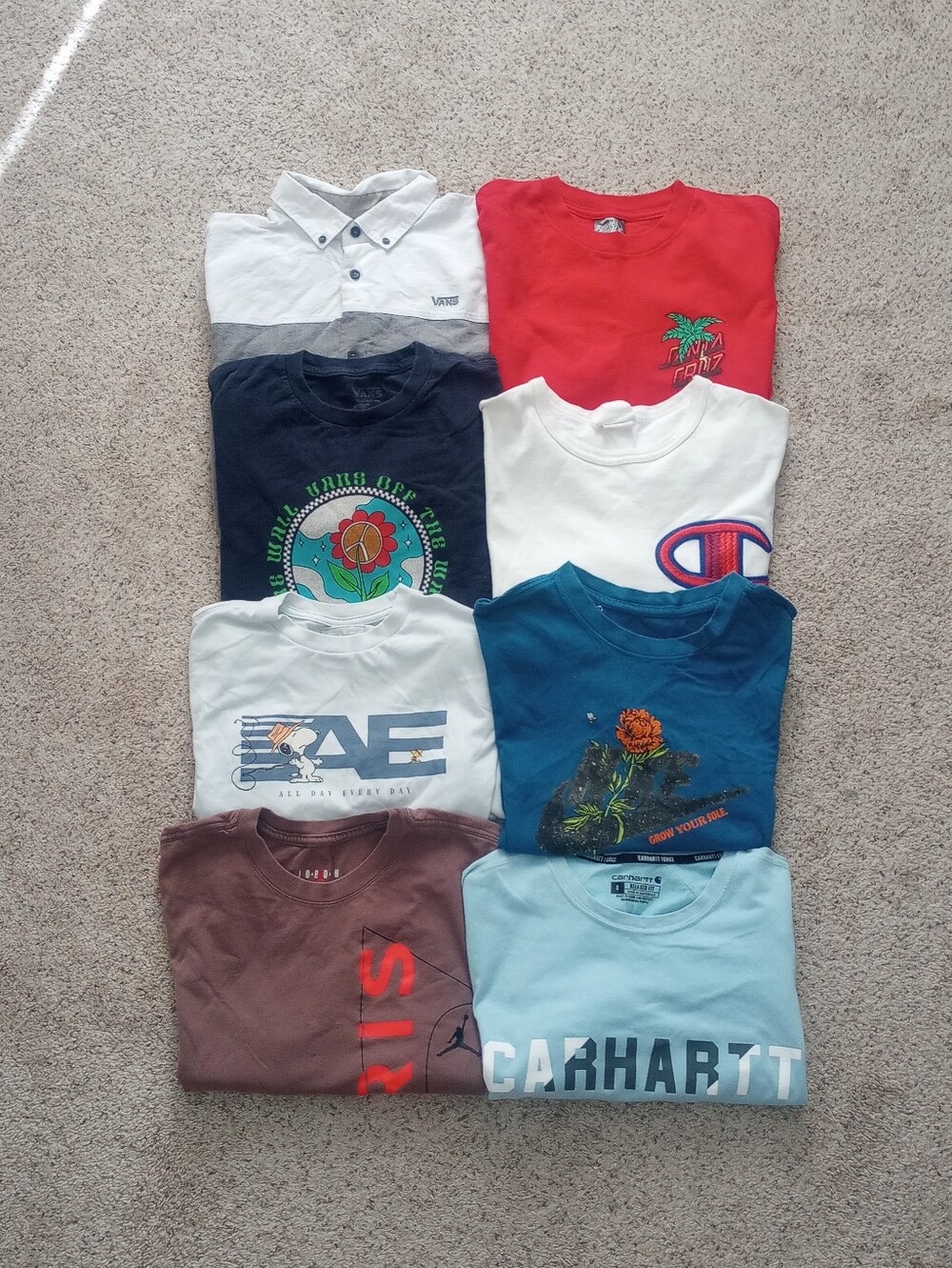 Vans Santa Cruz Champion American Eagle Nike Jordan Carhartt Lot Of Shirts Small